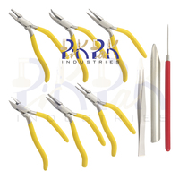 Kit de pinces et d'outils 9 pièces avec chaîne de poignée de pistolet, chaîne pliée, plate, ronde, pince à sertir, coupe latérale, AWL de perles, pince à épiler