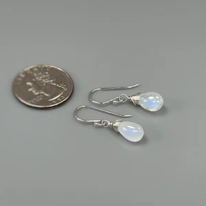 Pendientes de piedra lunar de oro rosa chapados en oro de 14 quilates hechos a mano, joyería colgante de piedras preciosas de Plata de Ley 925 para fiesta de boda o regalo - Product Image 1
