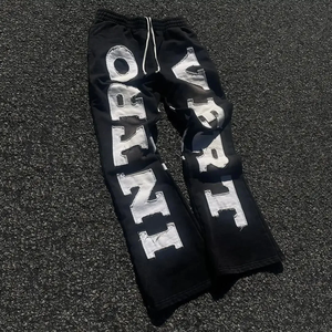 Hot Selling Custom Men's Flared Sweat <b>Pants</b> Distressed Embroidery Flared Sweatpants Heavyweight Unisex Baggy Track Cargo <b>Pants</b> - Product Image 5