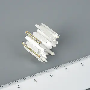 แหวนเงินแท้ทำมือลายเส้นขนานประดับเพชรซิร์คอน เครื่องประดับแฟชั่นลำลองทันสมัยสำหรับงานปาร์ตี้ - Product Image 5