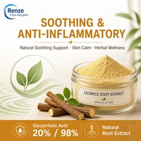 Extrait de racine de réglisse, acide glycyrrhizique 20% 98%, poudre fine, extrait botanique pour suppléments et pastilles