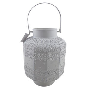 Farol de metal blanco moderno personalizado al por mayor con portavelas hecho a mano para decoraciones navideñas de jardín y hogar - Product Image 1