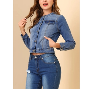 Veste en jean décontractée élégante pour femmes, vêtements d'extérieur confortables à la mode avec design classique, tenue quotidienne durable pour l'hiver - Product Image 3