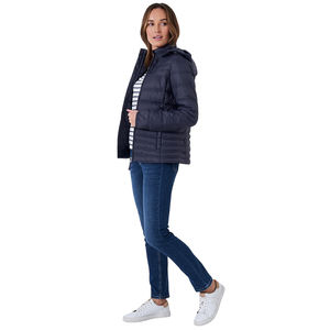 2025 nouveau élégant hiver doudoune pour femmes tissu respirant solide bleu couleur détachable capuche grande taille bulle veste - Product Image 4