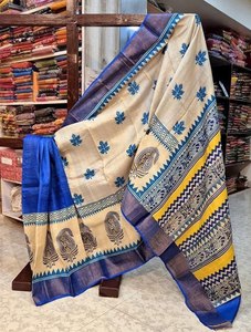 Hermoso Saree de seda pintado a mano Tussar Kanchi - Product Image 4