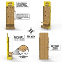 Étagère de présentation en bois personnalisée pour viande séchée |   Présentoir de sol pour snacks avec crochets et étagères |   Étagère de présentation pour magasin de détail