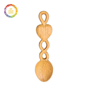 Cuillère en bois motif fleur, cuillère en bois motif feuille, ustensiles de cuisine en bois sculptés à la main, ensemble d'outils de cuisine - Product Image 5