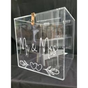 Conception attrayante clair acrylique décoration de mariage cartes boîte de rangement qualité supérieure carré bureau boîte de rangement à vendre - Product Image 1