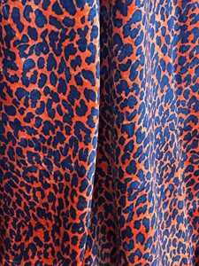 Vintage Cotton Velvet Curtain Coral & Blue Leopard Print Boho Drapes Home Decor Cotton Luxury Cotton Velvet Vintage Style - Product Image 2