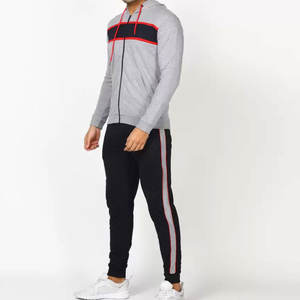 Bonne qualité hommes décontracté sweat à capuche pantalons de survêtement ensemble polyester tricot tissu survêtements avec fermeture éclair motif solide maternité - Product Image 4