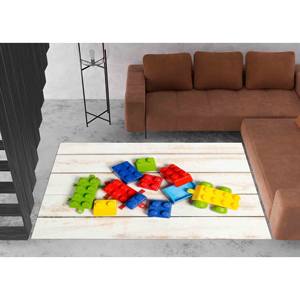 Tapis colorés en blocs de construction, tapis pour chambre de garçon, tapis imprimé, tapis en chenille - Product Image 2