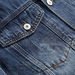 Veste en jean pour homme, coupe classique slim, manches longues, style urbain tendance, veste en jean pour homme, coupe slim, manches longues, élégante, à porter au quotidien - Product Image 4