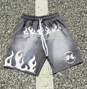 Short de lavage vintage pour hommes OEM short de lavage à l'acide brodé avec teinture au soleil vente en gros de shorts d'été lavés aux produits chimiques pour hommes - Product Image 2