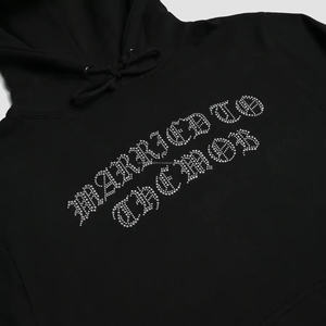 Sweat à capuche épais en molleton pour homme avec logo personnalisé, style vintage délavé à l'acide, brodé, pull-over orné de strass, 100 % coton, motif uni - Product Image 4