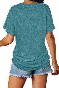 Fabricante de poliéster/algodón mujeres camisetas personalizadas de manga corta de algodón de color sólido cuello redondo mujeres camiseta - Product Image 2