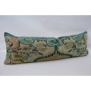 Beige 16x48 Inch Wool Kantha <b>Pillow</b> Vintage Pattern Paisley Patchwork Woven Technique - Product Image 3
