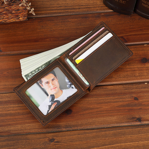 Portefeuille en cuir véritable pour homme avec fermeture personnalisée, design durable, longueur courte, motif uni, doublure en polyester - Utilisation quotidienne, cadeau - Product Image 5