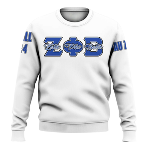 Sweat-shirt à col rond brodé Zeta Phi Beta Sorority 1920 Lettre grecque bleue Pull pour femme - Product Image 1