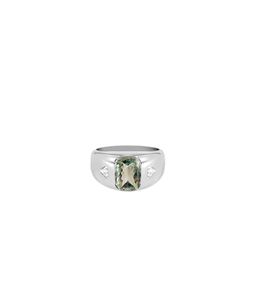 Anillo de Plata de Ley Clásico con Engaste de Garras, Corte Cojín Alargado, Amatista Verde, Bañado en Rodio, Unisex, para Bodas y Fiestas - Product Image 6