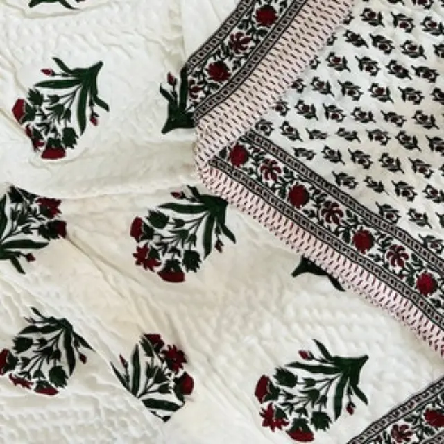 Couvre-lit Kantha fait à la main en tissu de coton indien Patchwork couette de lit 100% coton pour la maison, l'hôtel