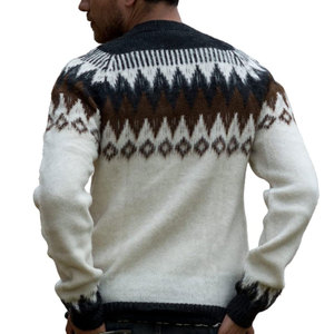 เสื้อสเวตเตอร์ขนสัตว์สำหรับผู้ชายเสื้อสเวตเตอร์ถักแบบสวมหัวคอกลมหนาสำหรับฤดูหนาว100% - Product Image 3