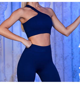 Ensemble de vêtements de sport 3 pièces avec logo personnalisé pour femmes leggings taille haute et soutien-gorge de sport couleur unie Gym Fitness Yoga Active Wear - Product Image 3