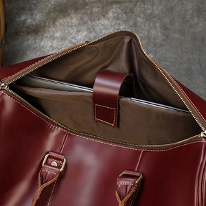 Genuine Leather Foldable Portable Large Capacity Weekender <b>Duffel</b> <b>Bag</b> with Zipper Closure for Travel Durable Design - Product Image 2