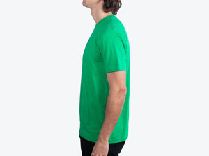 T-shirt imprimé à manches courtes vert pour homme, col rond, 100% coton, coupe classique, couleur unie, jersey tricoté 180g - Product Image 1
