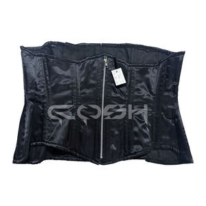 Premium Quality Underbust Double Steel Boned <b>Black</b> Satin Waspie Corset Supplier - Product Image 1