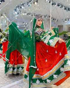 Afghan ชุดเดรส afghani ยาวถึงพื้น, ทำด้วยมือแนววินเทจ - Product Image 3