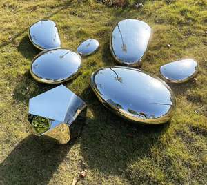 Sculpture personnalisée en acier inoxydable en forme de galet en forme de goutte d'eau - Product Image 3