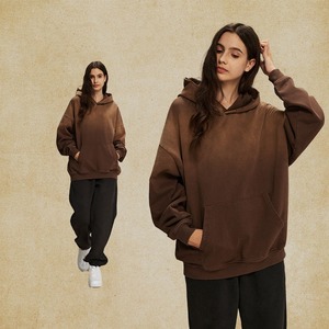 Hoodie Streetwear Personnalisé de Haute Qualité, Épais, Effet Délavé Vintage, Trous et Déchirures, en Tissu Bouclette 100% Coton, Hiver, Imprimé Numérique - Product Image 2