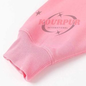 Sweat-shirt à capuche rose pour femme, manches longues, décontracté, en coton tricoté, prix de gros - Product Image 3