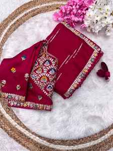 Sari de seda llamativo de moda étnica para mujer más vendido para ocasiones de boda y fiesta Premium de India - Product Image 5