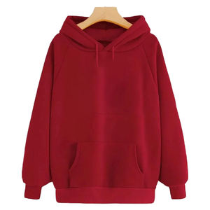Robe sweat-shirt d'hiver en molleton 100% coton pour femme, personnalisée, écologique, respirante, coupe-vent, avec broderie en relief sur le devant, rouge, col rond - Product Image 1