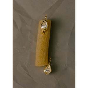 Harper 2ctw Yellow Gold Diamond Earrings Pear <b>Drop</b> Design - Product Image 3