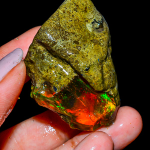Piedra preciosa en bruto de ópalo etíope, crudo de ópalo etíope, piedra natal de octubre, piedra preciosa de ópalo natural, Ópalo de fuego múltiple, 98,5 Ct. - Product Image 2