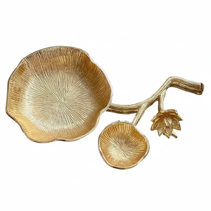 ชามตกแต่งทรงใบบัวสีทองหรูหรา เป็นมิตรกับสิ่งแวดล้อม สไตล์วินเทจ-โมเดิร์น ทำจากอะลูมิเนียม เหมาะสำหรับตกแต่งบ้าน โรงแรม งานแต่งงาน - Product Image 1