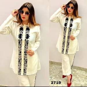 New Style Launch Ethnic Rayon Co-ord Set with Embroidery Work with Full Sleeves Perfect for Wardrobe Quality Assured