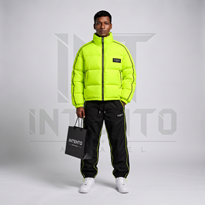 Doudoune matelassée jaune pour homme, imperméable, respirante, avec logo personnalisé, légère, vêtement d'extérieur d'hiver zippé, style streetwear - Product Image 4