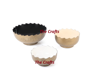 ชุดชามเหล็กสามทรงกลมสำหรับเสิร์ฟชามช็อคโกแลตสีดำสีเบจและสีทอง - Product Image 1