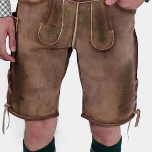 Traditional Bavarian <b>Leather</b> <b>Shorts</b> Custom Embroidered Lederhosen with Suspenders for Oktoberfest and Cultural Festivities - Product Image 4