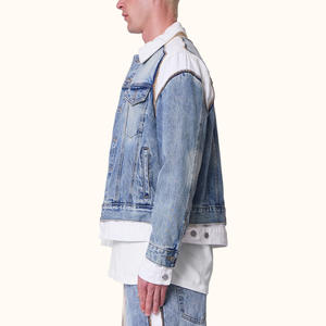 Nouveau design enduit support Multi poches à capuche lâche Denim vestes hommes fermeture à glissière Vintage mode rue vêtements d'extérieur à la mode - Product Image 4