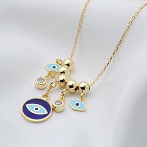 สร้อยคอลูกปัดสีฟ้าเคลือบเงาทำด้วยมือเครื่องประดับเงินสเตอร์ลิงทำจาก925 - Product Image 3