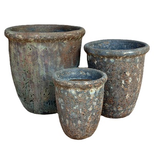 High quality finishing glazed handmade <b>ceramic</b> lightweight antique clay <b>large</b> pot <b>planter</b> <b>outdoor</b> customize color made Vietnam - Product Image 1