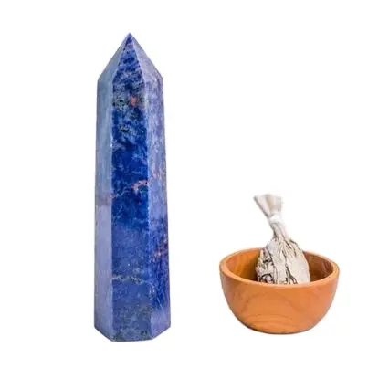 Punto di obelisco Sodalite naturale di qualità Premium produzione all'ingrosso punto di torre di cristallo di guarigione lucidato per regali di decorazione