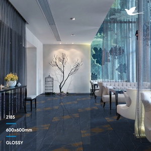 Aspecto de mármol Tira azul Aspecto de mármol Suelo de porcelana altamente duradero Fabricante indio Azulejos de proveedor a granel y MOQ - Product Image 3