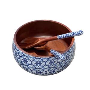 Tazón de madera con forma de piña para servir ensalada, pegatina esmaltada impresa, estilo moderno, ensalada de comida y sopa de frutas secas, ensaladera de madera - Product Image 5