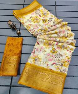 Saree en coton avec dentelle florale pour mariages indiens - Product Image 2