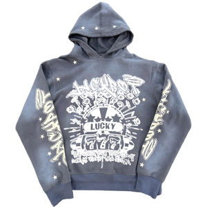 Conjunto de Sudadera con Capucha y Pantalones de Chándal de Invierno Transpirables de Alta Calidad con Logotipo Personalizado, Estilo Urbano, Forro Polar Grueso, Lavado Ácido Vintage - Product Image 2